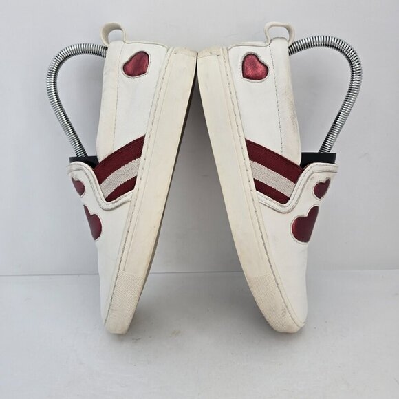 Bally | Henrika Heart Embroidered white leather tennis prep sneakers | WMS 7.5 - Picture 9 of 10